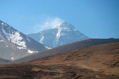 11 Mount Everest North Face Pokes Up Above The Hills From The Pass Between Tingri And Mount Everest North Base Camp In Tibet